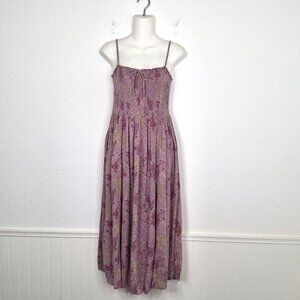 Urban Outfitters Floral Midi Dress Sz XS Smocked Full Skirt Boho Cottagecore